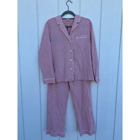 Haven Well Within Pink Button Down Pajamas, Swiss Dot, Poplin, Sz XS - Picture 1 of 6